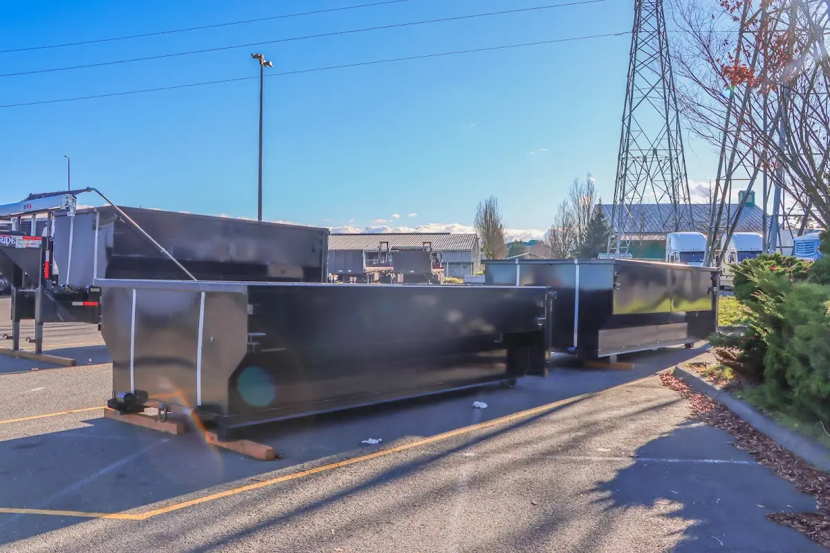Roll-off dumpster ready for waste disposal at job site for 8 Yard Dumpster Rental in Midland Park